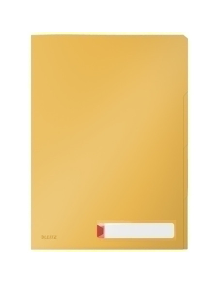 DOSIER ANGULO RECTO LEITZ COSY PP RECICLABLE SEMI OPACO A4 con PESTAÑAS AMARILLO PACK de 3