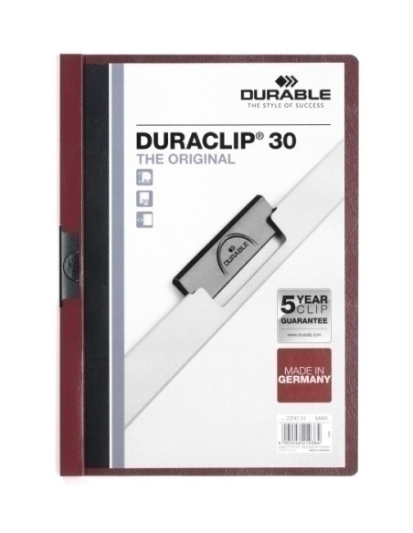 DOSIER CLIP DURACLIP PVC A4 2200 pinza METAL 30h BURDEOS