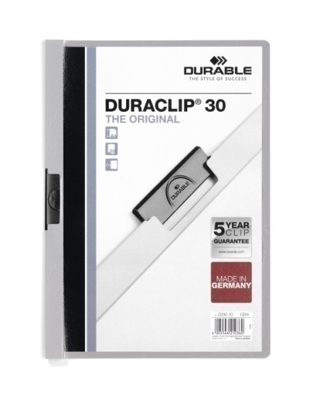 DOSIER CLIP DURACLIP PVC A4 2200 pinza METAL 30h GRIS