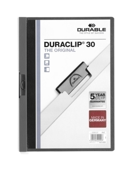 DOSIER CLIP DURACLIP PVC A4 2200 pinza METAL 30h GRIS ANTRACITA