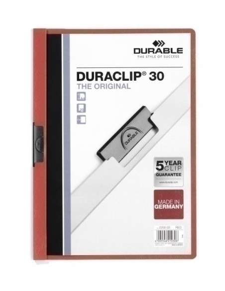 DOSIER CLIP DURACLIP PVC A4 2200 pinza METAL 30h ROJO