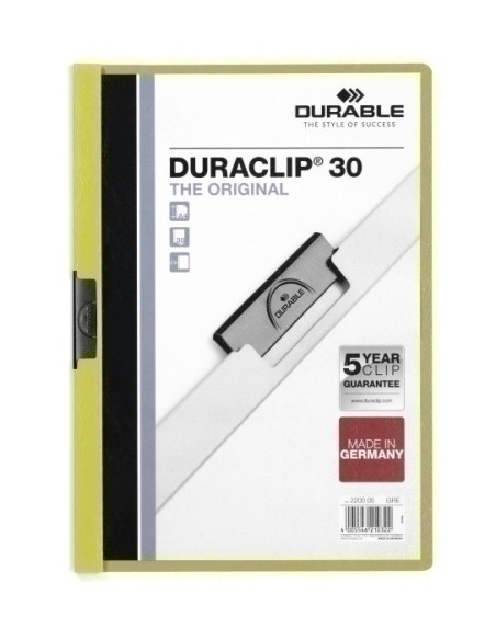 DOSIER CLIP DURACLIP PVC A4 2200 pinza METAL 30h VERDE CLARO