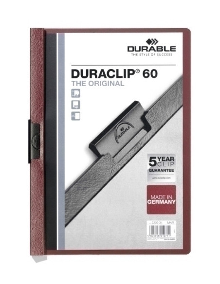 DOSIER CLIP DURACLIP PVC A4 2209 pinza METAL 60h BURDEOS