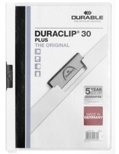 DOSIER CLIP DURACLIP PVC A4 2213 CANGURO pinza METAL 30h BLANCO