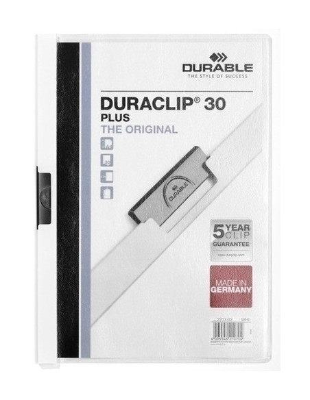 DOSIER CLIP DURACLIP PVC A4 2213 CANGURO pinza METAL 30h BLANCO