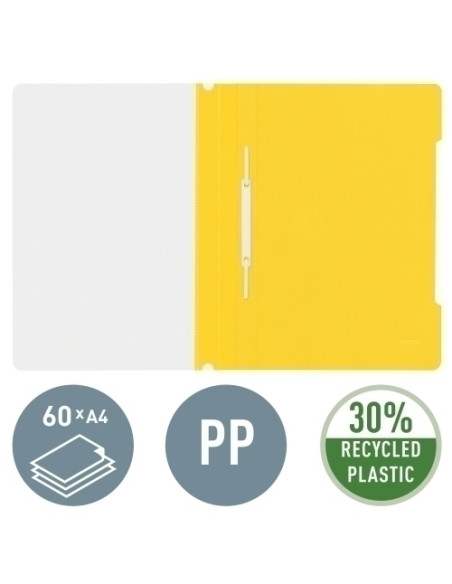 DOSIER FASTENER LEITZ PLASTICO PVC A4 con TARJETERO AMARILLO