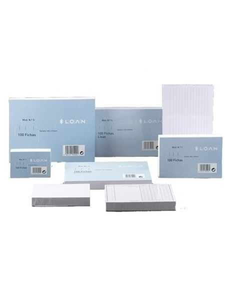 FICHAS LOAN LISAS 125x200mm N4 paquete de 100