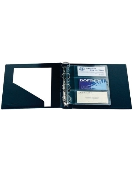 TARJETERO 4 anillas IBERPLAS 4 10 fundas LISO AZUL