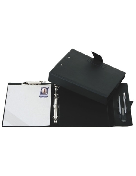CARPETA de ANILLAS con PINZA MINICLIP SUPERIOR IBERPLAS PVC ESCOLAR F  4 an25mm REDONDAS con PORTABOLIGRAFO VERDE