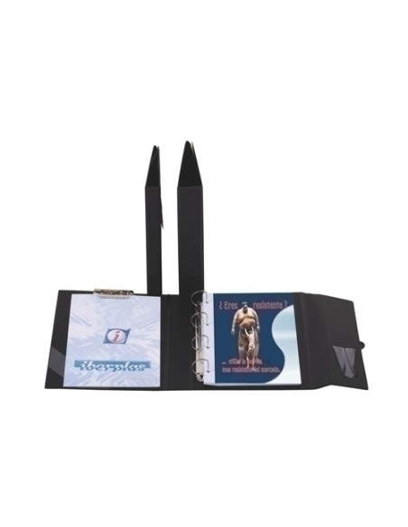 CARPETA de ANILLAS con PINZA MINICLIP SUPERIOR IBERPLAS PVC ESCOLAR F 16 an25mm con PORTABOLIGRAFO BURDEOS