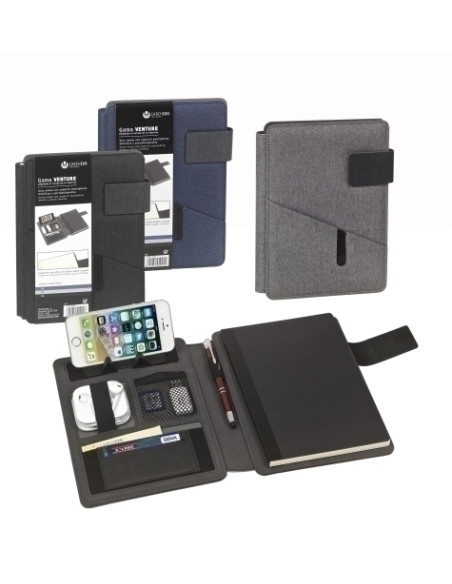 CARPETA de CONGRESOS CARCHIVO VENTURE A5 con MULTI BOLSILLO BLOC y ATRIL SMARTPHONE AZUL