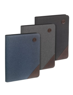 CARPETA de CONGRESOS CARCHIVO VENTURE TEXTIL A4 con BOLSILLO TABLET 97  TARJETERO BLOCK y CREMALLERA AZUL