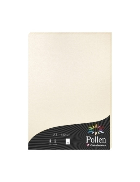 PAPEL CLAIREFONTAINE POLLEN A4 120g 50h MARFIL METALIZADO