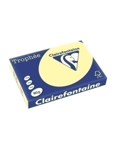 PAPEL de COLOR A3 CLAIREFONTAINE TROPHEE 80g 500h PASTEL AMARILLO CANARIO