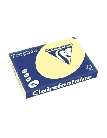 PAPEL de COLOR A3 CLAIREFONTAINE TROPHEE 80g 500h PASTEL AMARILLO CANARIO