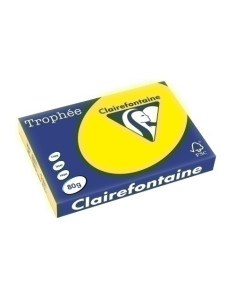 PAPEL de COLOR A3 CLAIREFONTAINE TROPHEE 80g 500h VIVO AMARILLO SOL