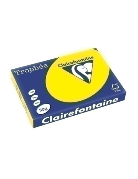 PAPEL de COLOR A3 CLAIREFONTAINE TROPHEE 80g 500h VIVO AMARILLO SOL