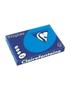 PAPEL de COLOR A3 CLAIREFONTAINE TROPHEE 80g 500h VIVO AZUL TURQUESA