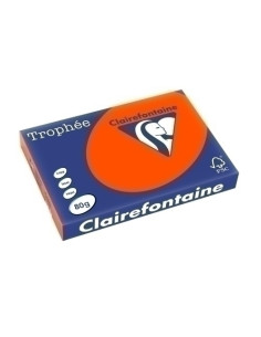 PAPEL de COLOR A3 CLAIREFONTAINE TROPHEE 80g 500h VIVO ROJO CARDENAL