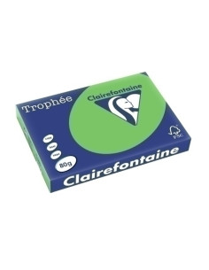 PAPEL de COLOR A3 CLAIREFONTAINE TROPHEE 80g 500h VIVO VERDE MENTA