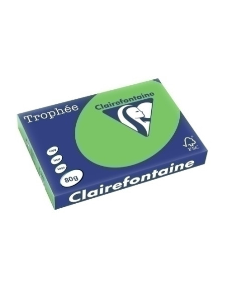 PAPEL de COLOR A3 CLAIREFONTAINE TROPHEE 80g 500h VIVO VERDE MENTA