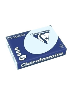 PAPEL de COLOR A4 CLAIREFONTAINE TROPHEE 80g 500h PASTEL AZUL