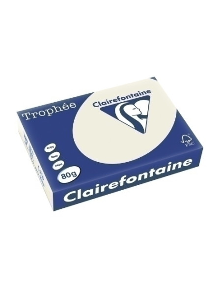 PAPEL de COLOR A4 CLAIREFONTAINE TROPHEE 80g 500h PASTEL GRIS PERLA
