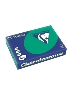 PAPEL de COLOR A4 CLAIREFONTAINE TROPHEE 80g 500h VIVO VERDE PINO