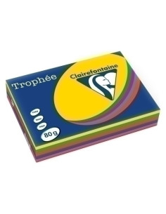 PAPEL de COLOR A4 CLAIREFONTAINE TROPHEE 80g 500h SURTIDO INTENSOS VIVOS