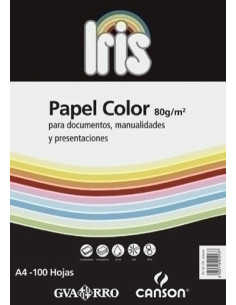 PAPEL de COLOR A4 IRIS 80g 100h AHUESADO