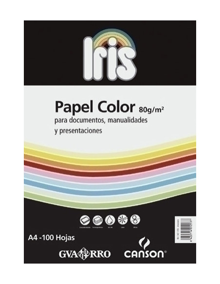 PAPEL de COLOR A4 IRIS 80g 100h AHUESADO