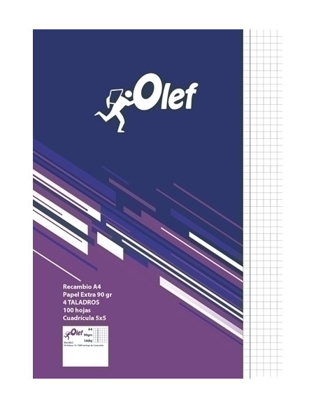RECAMBIO OLEF A4 100h 90gr 4 TALADROS CUADRIC5x5