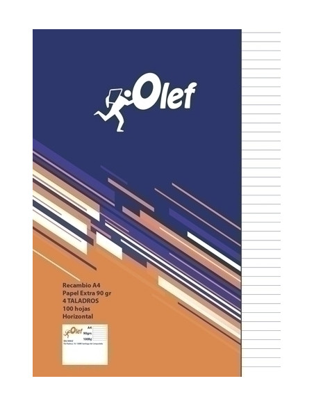 RECAMBIO OLEF A4 100h 90gr 4 TALADROS HORIZONTAL