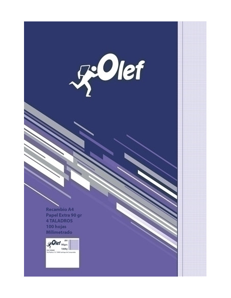 RECAMBIO OLEF A4 100h 90gr 4 TALADROS MILIMETRADO