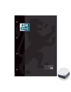 RECAMBIO OXFORD SCHOOL COLOR 1 ENCOLADO A4 80h 90gr 4 TALADROS CUADRIC5x5 NEGRO 1 color de recuadro