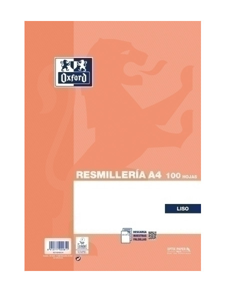 PAPEL OXFORD SCHOOL A4 100h 90gr LISO NARANJA