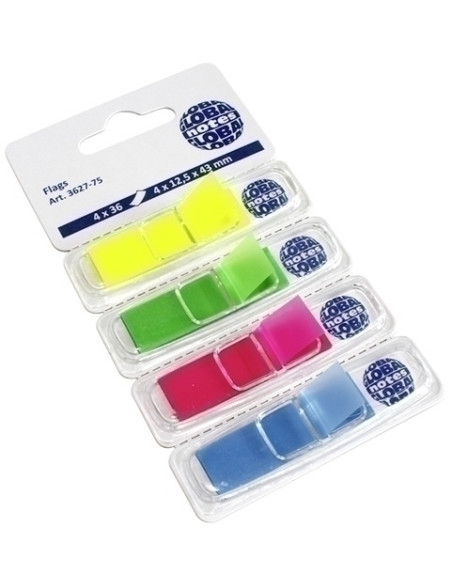 BANDERITAS ADHESIVAS 12  PACK de 4 amarillo-verde-rosa-azul