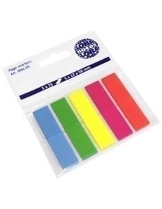 BANDERITAS ADHESIVAS 12x44 PACK de 5 azul-verde-amarillo-naranja-rosa