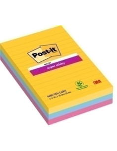 TACO NOTAS POST-IT 4690 SUPER STICKY 101x152 COLORES RIO DE JANEIRO CON LINEAS PACK DE 3