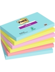 TACO NOTAS POST-IT 655 SUPER STICKY 76x127 COLORES MIAMI PACK DE 6
