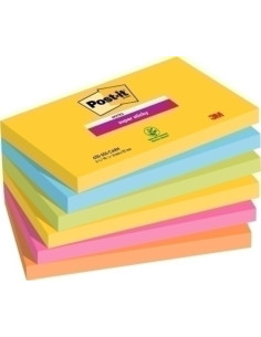 TACO NOTAS POST-IT 655 SUPER STICKY 76x127 COLORES RIO DE JANEIRO PACK de 6