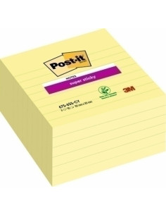 TACO NOTAS POST-IT 675 SUPER STICKY 101x101 AMARILLO CANARIO CON LINEAS PACK DE 6