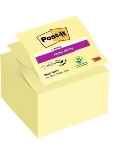 NOTAS ADHESIVAS POST-IT 90h Z NOTES  101x101 R440 SUPER STICKY CON LINEAS AMARILLO CANARIO