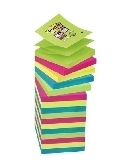 NOTAS ADHESIVAS POST-IT 90h Z NOTES  76x76 R330 SUPER STICKY COLORES SURTIDOS PACK DE 16 142
