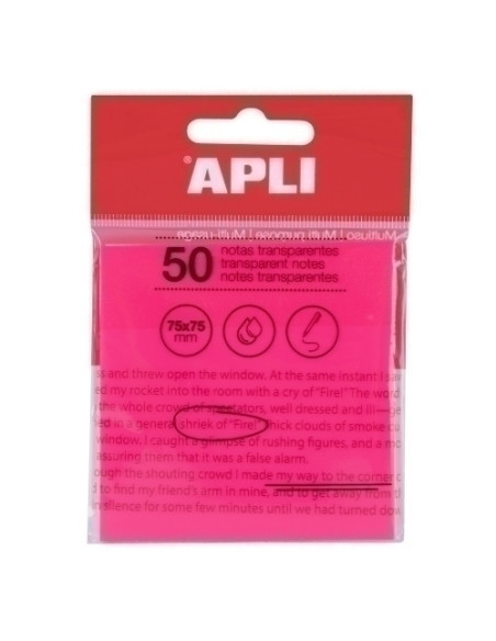 NOTAS ADHESIVAS APLI TRASLUCIDAS 50h 75x75 ROSA