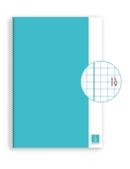 BLOC ESCOLOFI BASIC tapa DURA A4 80h CUADRIC4x4 80g CON MARGEN CELESTE
