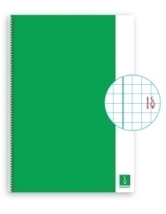 BLOC ESCOLOFI BASIC tapa DURA A4 80h CUADRIC4x4 80g CON MARGEN VERDE