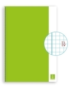 BLOC ESCOLOFI BASIC tapa DURA A4 80h CUADRIC4x4 80g CON MARGEN VERDE CLARO