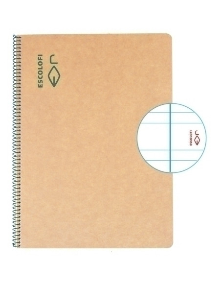 BLOC ESCOLOFI GREEN tapa DURA A4 50h PAUTA 35 80g RECICLADO CON MARGEN VERDE