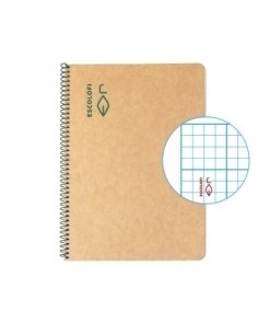 BLOC ESCOLOFI GREEN tapa DURA A5 50h CUADRIC3x3 80g RECICLADO CON MARGEN VERDE